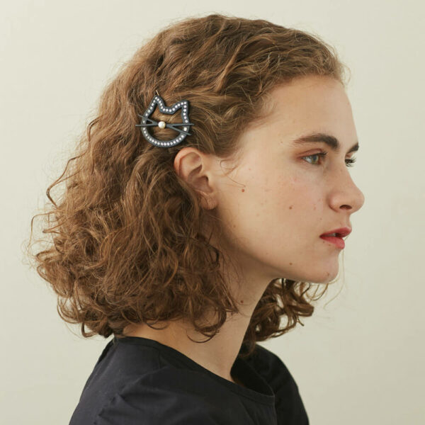 Alexandre de Paris - Druckspange MOUSTACHE mit Strass 5,5 cm schwarz ATB-17648-05N_2