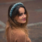 Alexandre de Paris - Haarreifen Samt Dahlia 2cm türkis THB-17495-20V