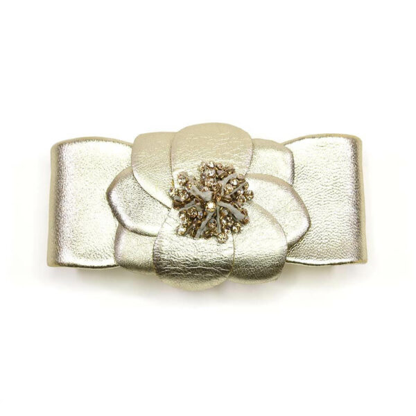 Alexandre de Paris - Haarspange FLEUR & CUIR 8 cm gold TA8-178-67 D