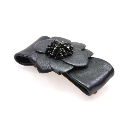 Alexandre de Paris - Haarspange FLEUR & CUIR 8 cm schwarz TA8-178-67 N_3