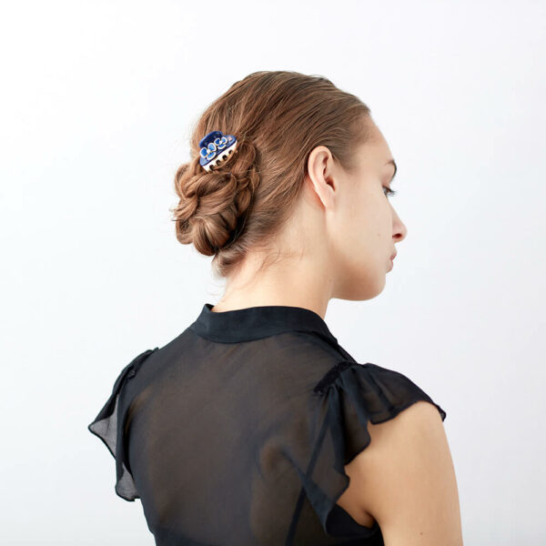 Alexandre de Paris - Pince Vendôme Signature 4,5 cm marine ICC45-14339-63M (2)