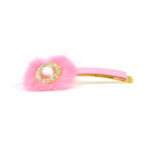 Bobbypin mit Pelz und Kristallauge Rosa 7cm R-BP-1137 Q (2)