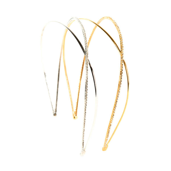 Ficcare Haarreifen 2-Arch Glittery Knot Headband Gold und Silber (1)