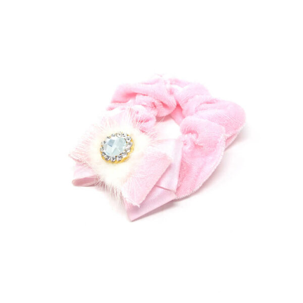 Jolie Chouchou - Samtchouchou mit Satinschleife und Kristallsteinen Rosa R-TPY-1651920 Q (1)