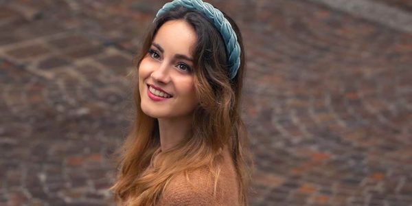 Alexandre de Paris - Haarreifen Samt Dahlia 2cm türkis THB-17495-20V