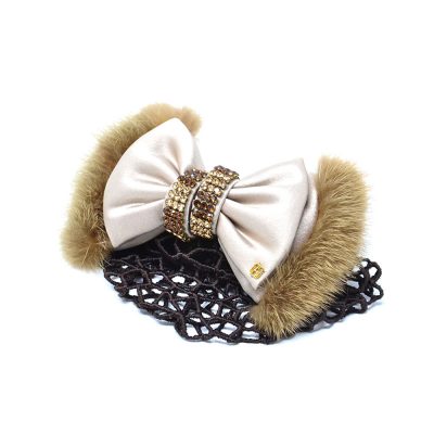 Alexandre de Paris - Haarspange mit Netz LORRAINE 8 cm beige TCHG-13T-A15 S_2